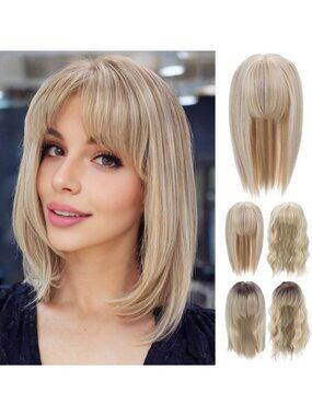 Thinning Hair Rose Bud Toppers for Women - 14" Highlight Blonde Straight